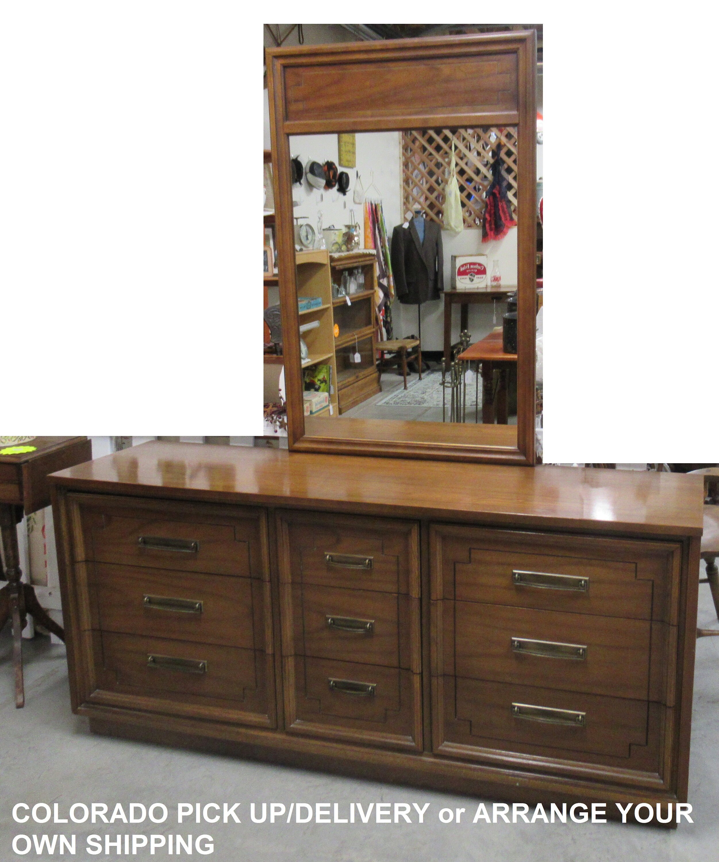 Vintage Bedroom Dresser And Mirror By Dixie Furniture Etsy