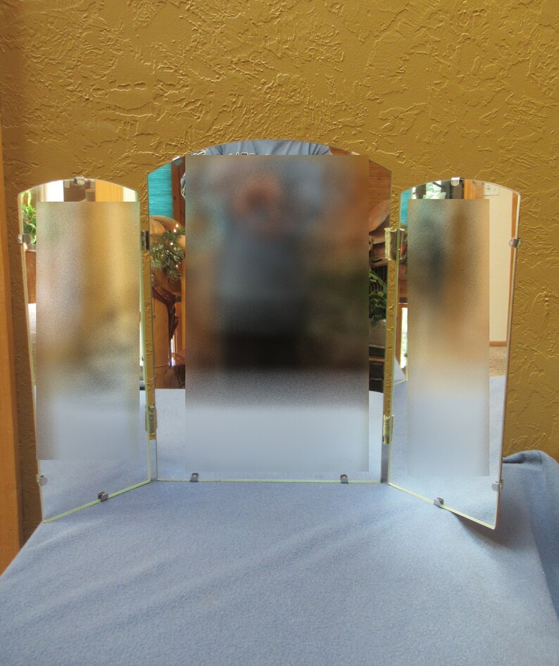 Vintage Trifold Vanity Mirror Three Piece Hinged Mirror For Etsy