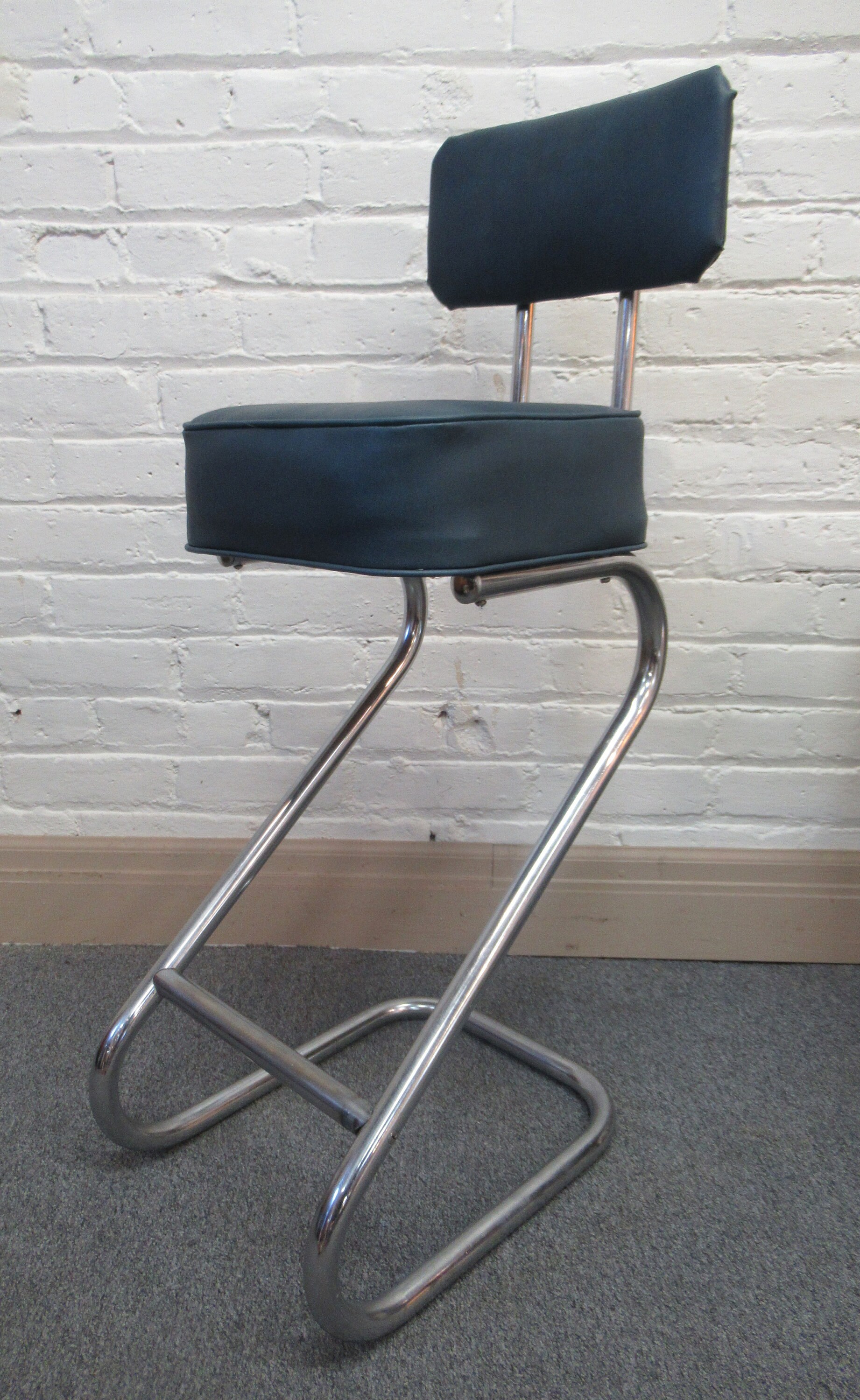 Rohde Z Stool with Back Chrome Z Stool with Backrest Art Etsy