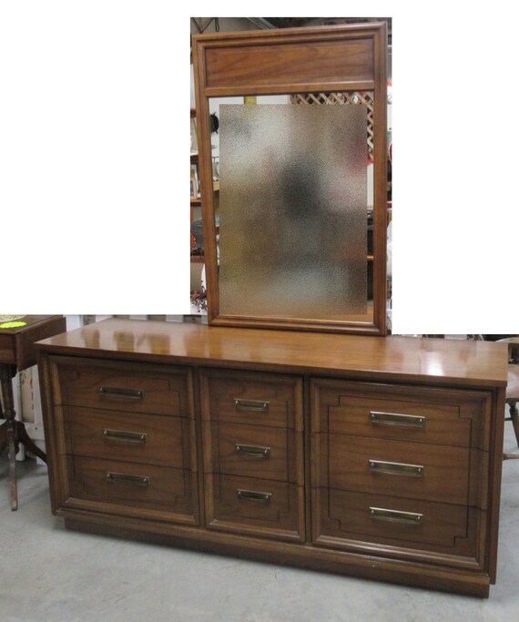 Vintage Bedroom Dresser And Mirror By Dixie Furniture Etsy