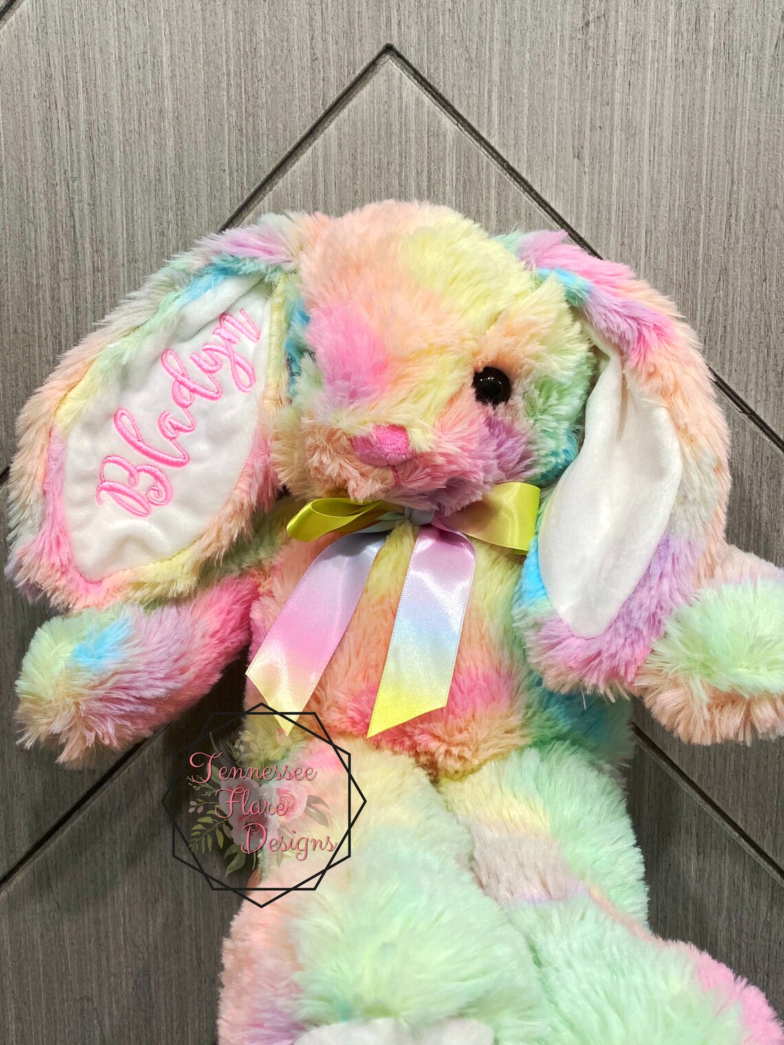Plush Embroidered Tie Dye Easter Bunny/Personalized Bunny/ | Etsy