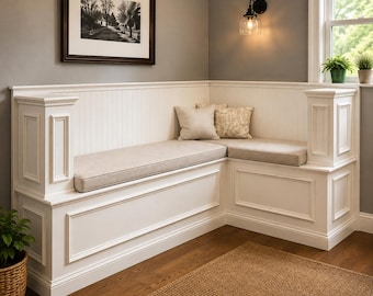 Customizable Corner Banquette | Built-In Storage Bench | Handcrafted Breakfast Nook Seating