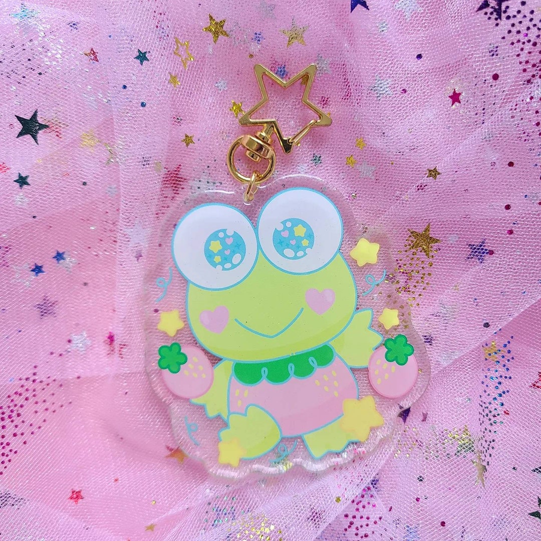 Glitter Strawberry Frog Keychain Etsy