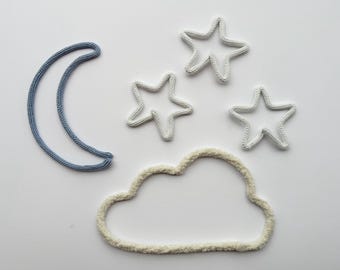 Glow in the dark stars with moon and cloud – Handmade Nursery Decor