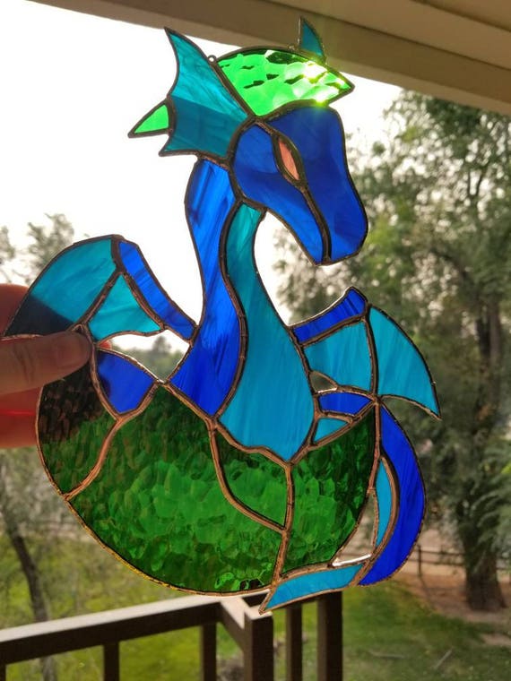 Items similar to Stained glass dragon. Baby dragon hatching out of egg