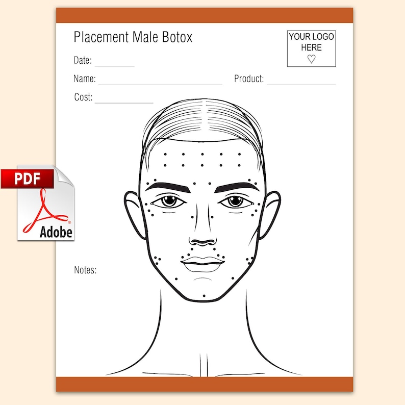 Placement Male Botox Template PDF Document, Small Business Fillable ...