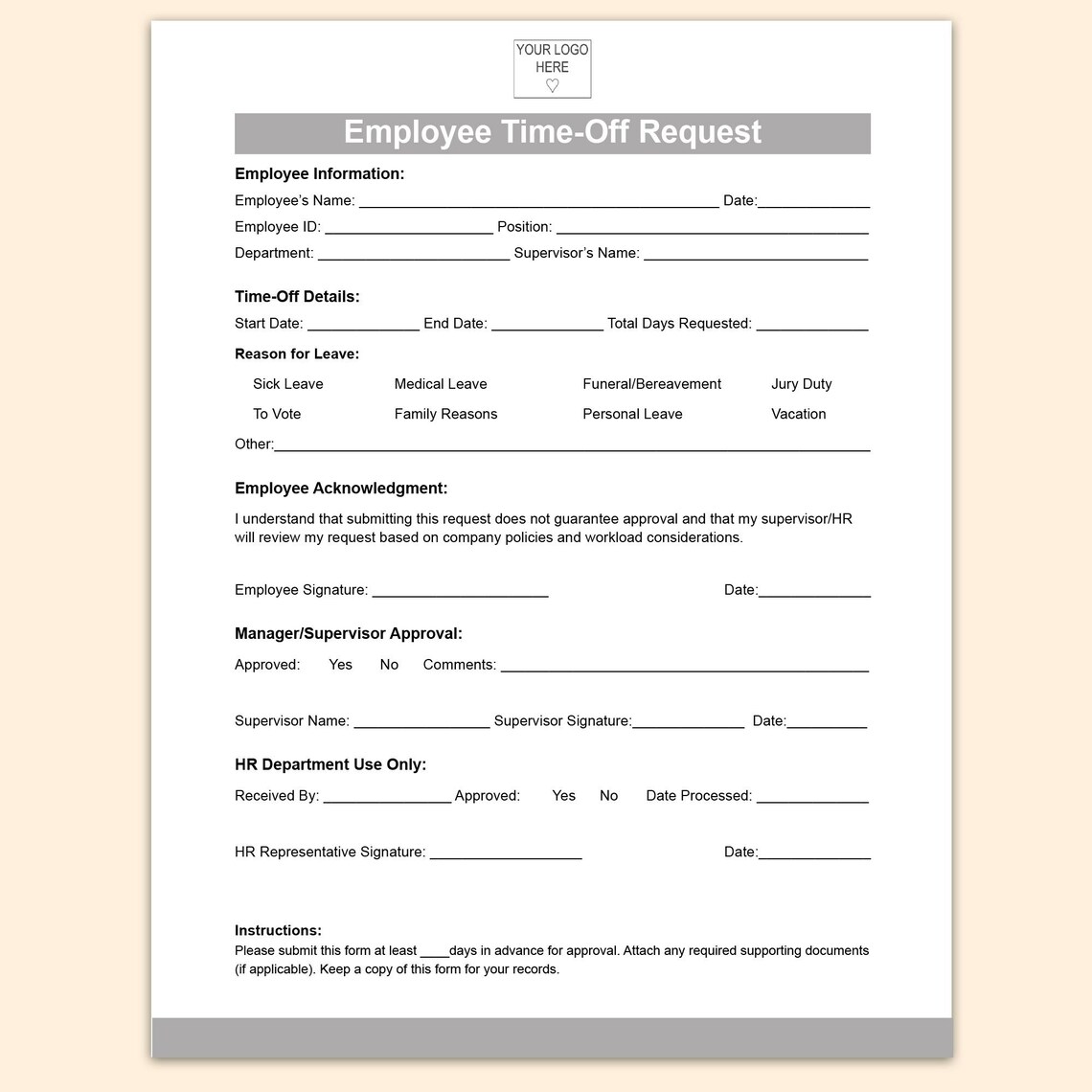5 Employee Time-off Request Letter Templates, PDF Acrobat Document ...