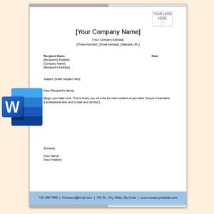 Plantilla de membrete en documento Word, membrete comercial, membrete personalizado, membrete imprimible, membrete editable en documento Word