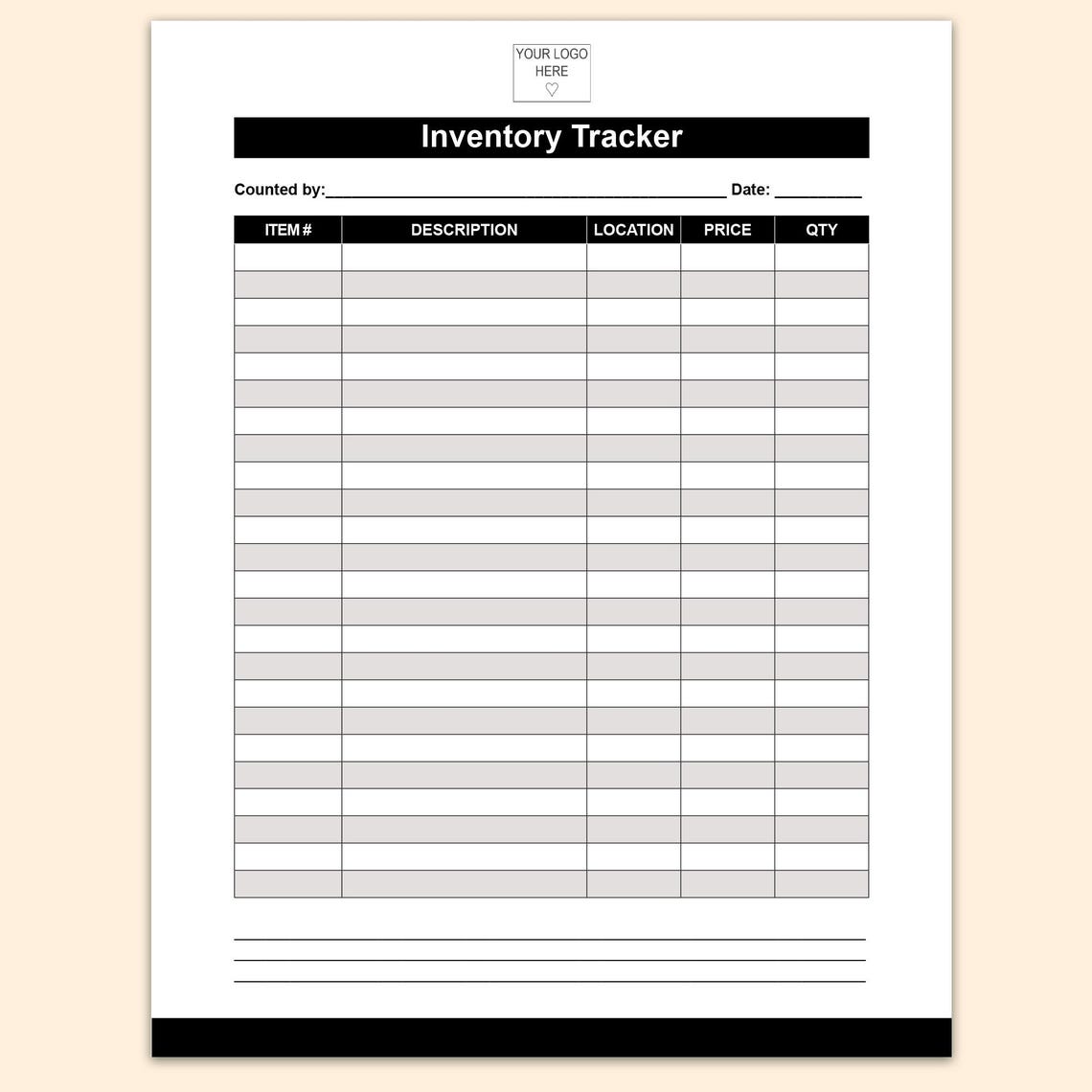 5 Inventory Tracker Templates, PDF Acrobat Document, Digital Inventory ...