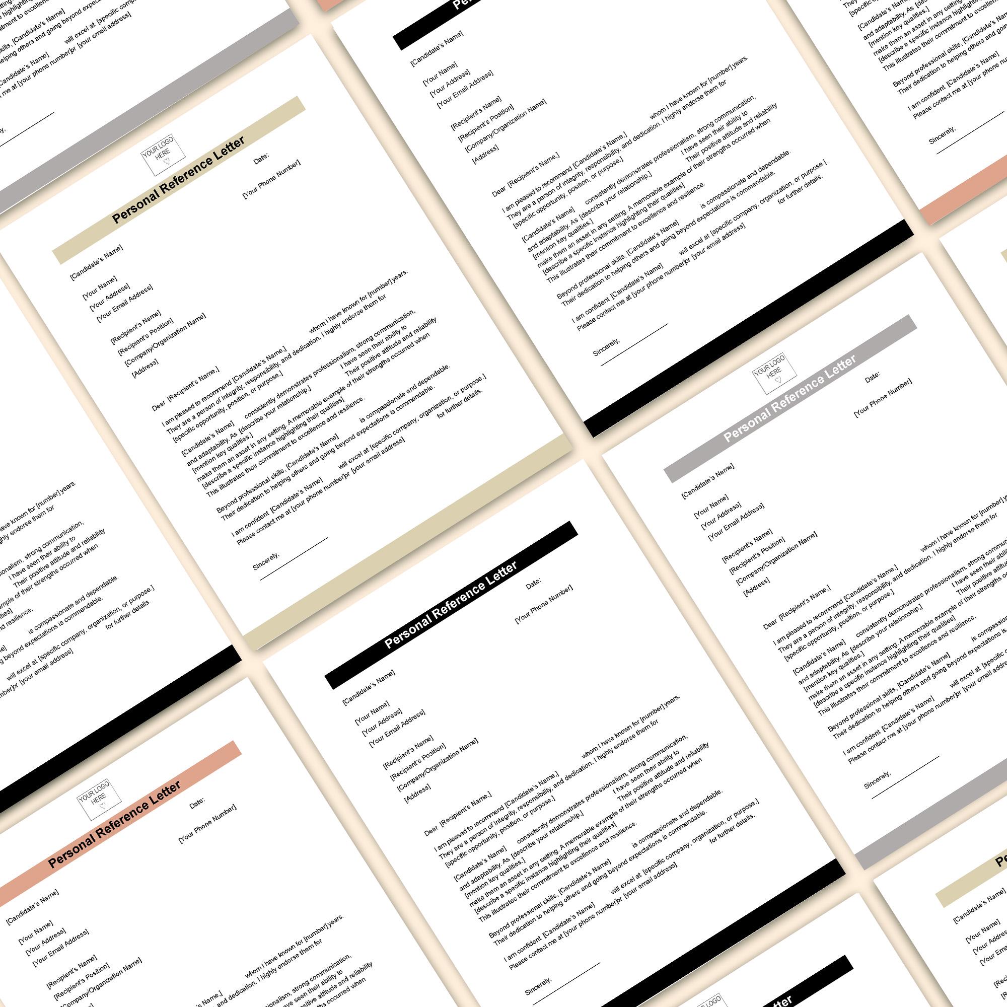 5 Personal Reference Letter Templates PDF Acrobat Document, Digital ...