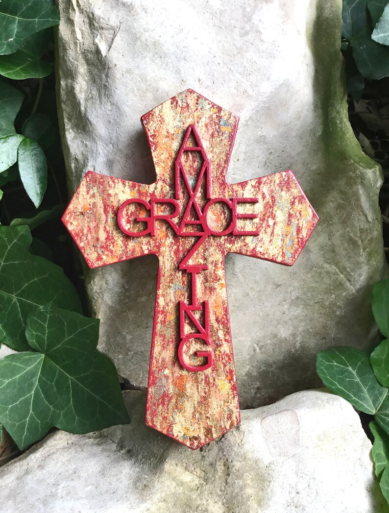 Amazing Grace Wall Cross Abstract Layered Wooden Cross | Etsy