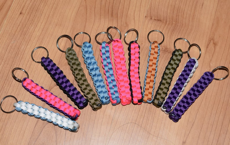 Paracord keychain square knot Etsy