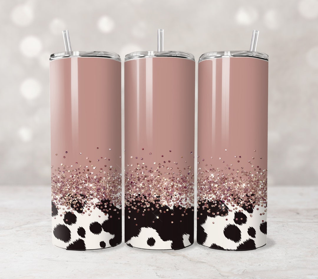 Glitter and Cow Hide Tumbler Wrap 20oz Skinny Tumbler Etsy