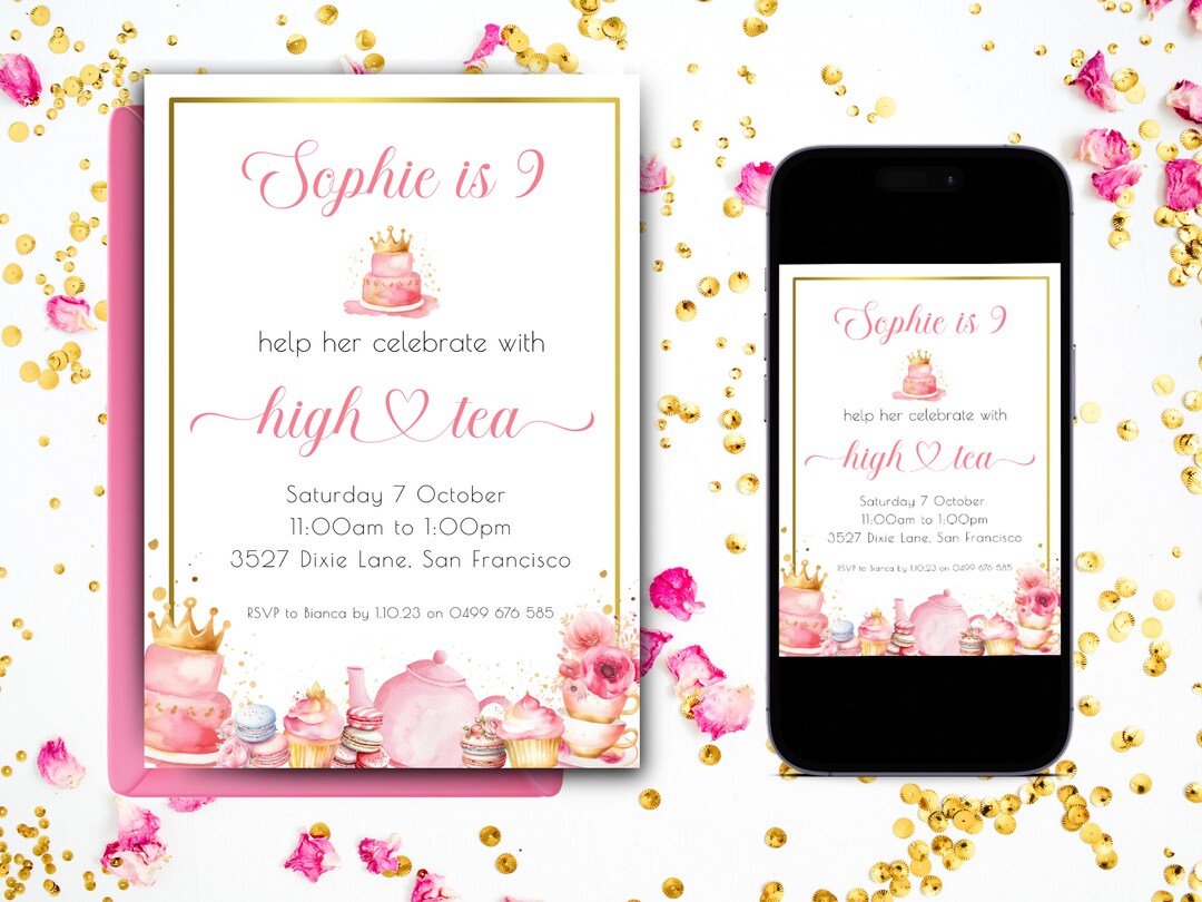 Editable Teen Birthday Party Invitation High Tea Birthday - Etsy