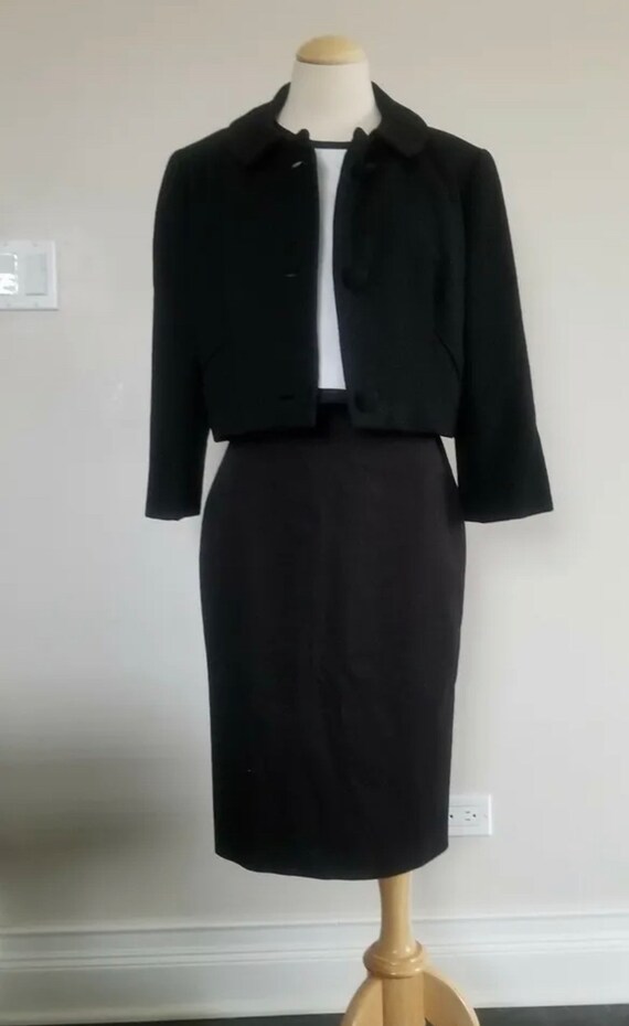 Vintage wool black cropped button coat sz M