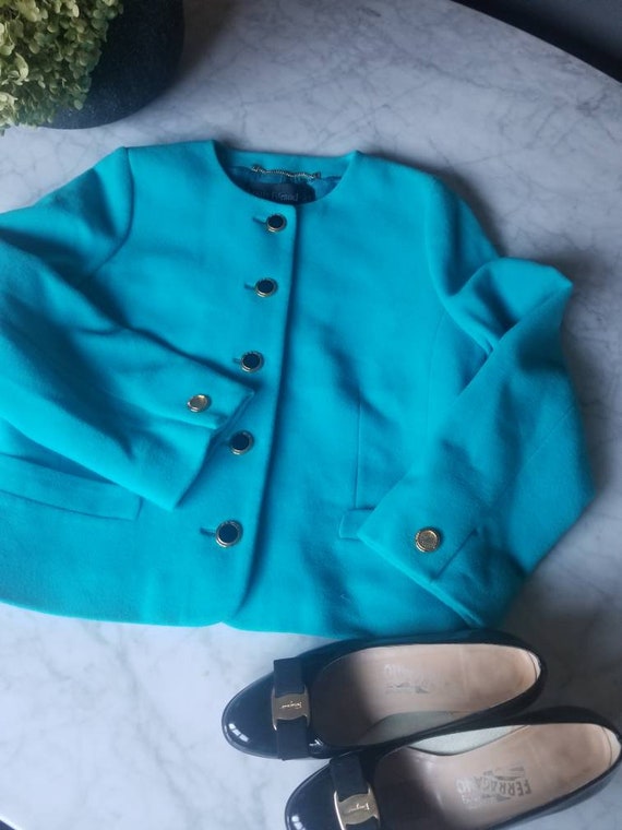Free shipping!!! Louis Feraud Wool Teal blazer sz