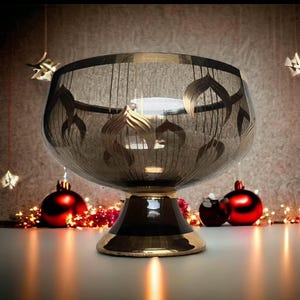 midcentury fruit candy bowl with gold leaf