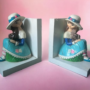 vintage damsel bookends