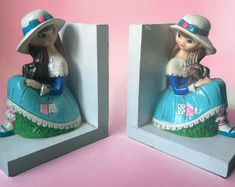 vintage damsel bookends