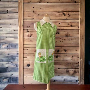 Vestido vintage verde xadrez com zíper tamanho pequeno