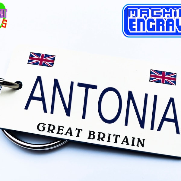 Custom Great Britain Keychain Tag - Engraved - Personalized Great Britain Trip Souvenir - Great Britain Name Key Tag- Great Britain Key Ring