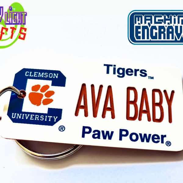 Personalized Clemson University Tigers Keychain - Custom Engraved - Fan Name Souvenir - College Student Gift - Licensed NCAA Key Ring