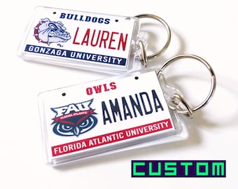 Personalized College Team Acrylic Keychain – Custom Name Bag Tag