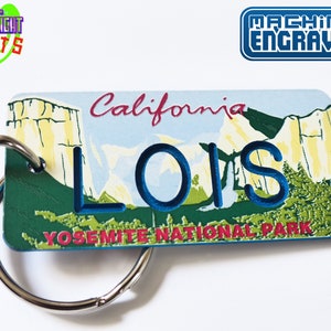 Personalized Yosemite Keychain - Custom Engraved Key Tag - Yosemite Trip Travel Camping Hiker Gift -  RV Keys Gift - Name Souvenir Key Ring