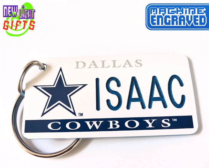 Personalized Dallas Cowboys Keychain Tag Custom Engraved Etsy