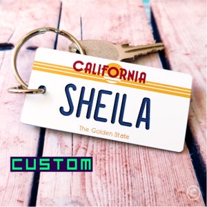 Personalized California Keychain - Custom Engraved Key Tag- Travel Vacation Roadtrip Bachelorette Trip Momento- Name Souvenir- Car Keys Gift