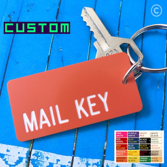 Custom Keychain Tag - Personalized Engraved Keys label - Color Tag Code - Mail Garage Home Car Office Shop Suite Kitchen Valet Room Key Ring