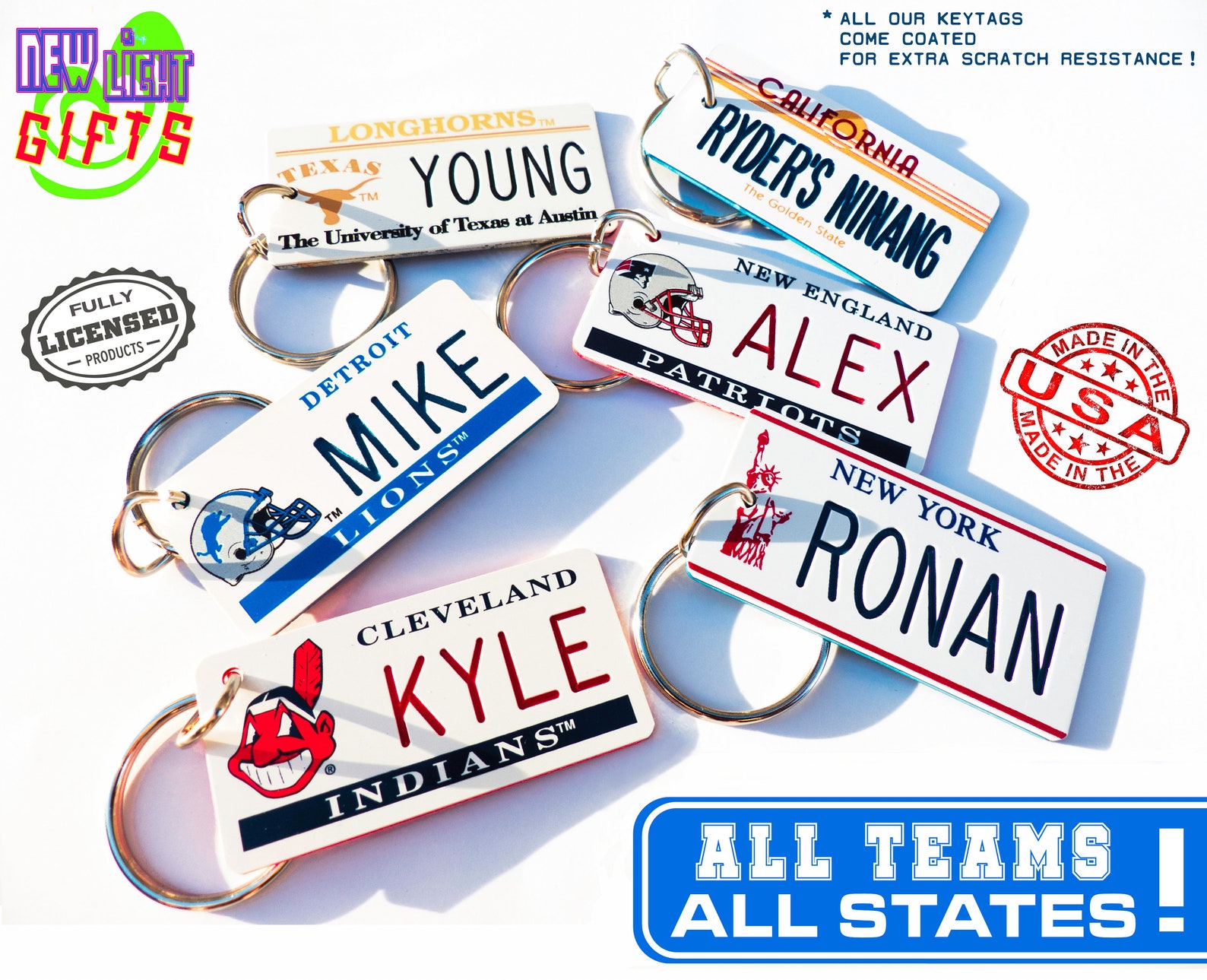 Personalized College University Keychain Tags - Machine Engraved ...