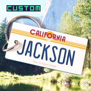 Personalized California Golden State Key Tag - Bag Charm - Custom Engraved Keychain - Travel Vacation Trip Visit Momento Roadtrip Key Ring