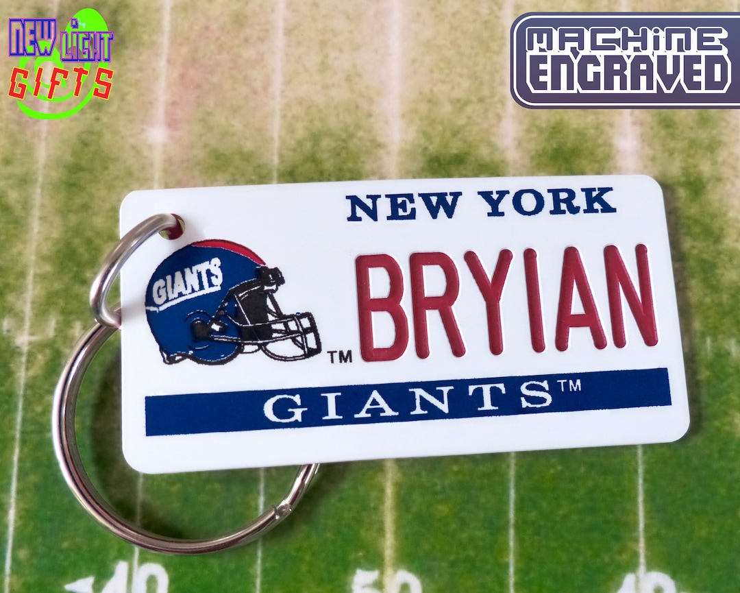 Personalized New York Giants Keychain Tag Custom Engraved Giants