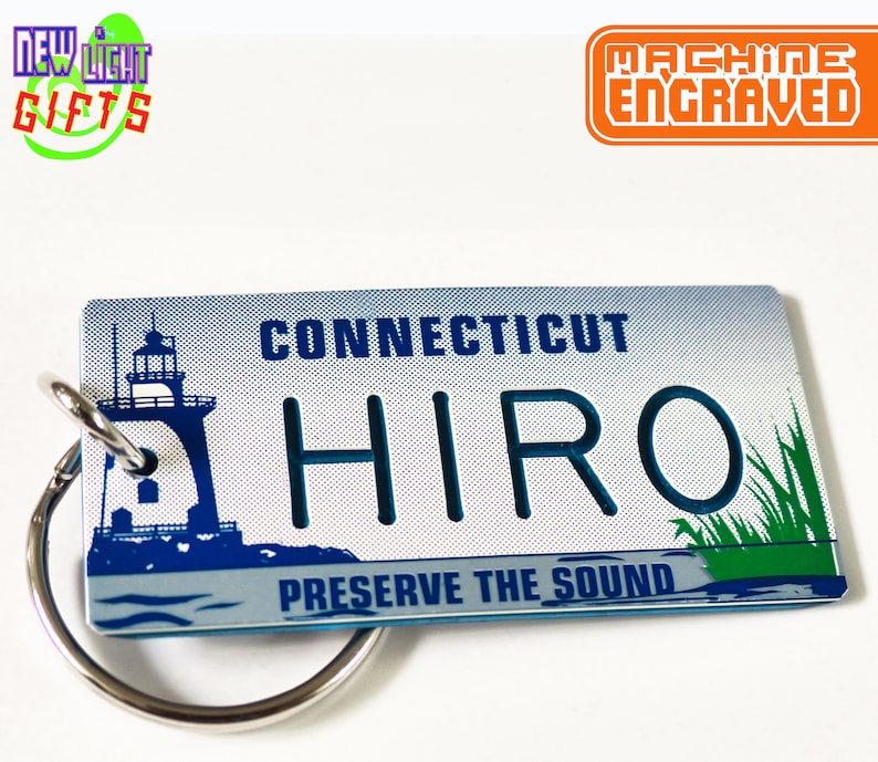 Personalized Connecticut State License Plate Keychain Tag Etsy