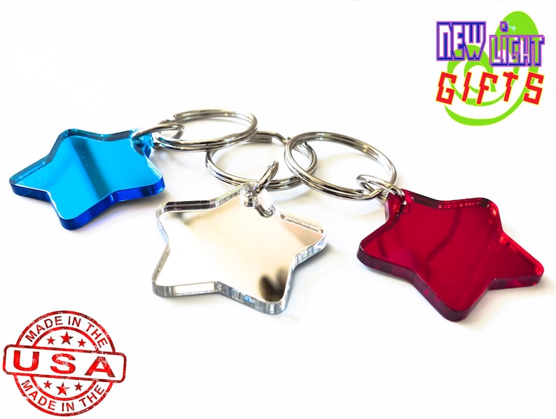 Red Star Keychain USA Reflective Stars Keychain - Red White Blue - New Novelty - American ...