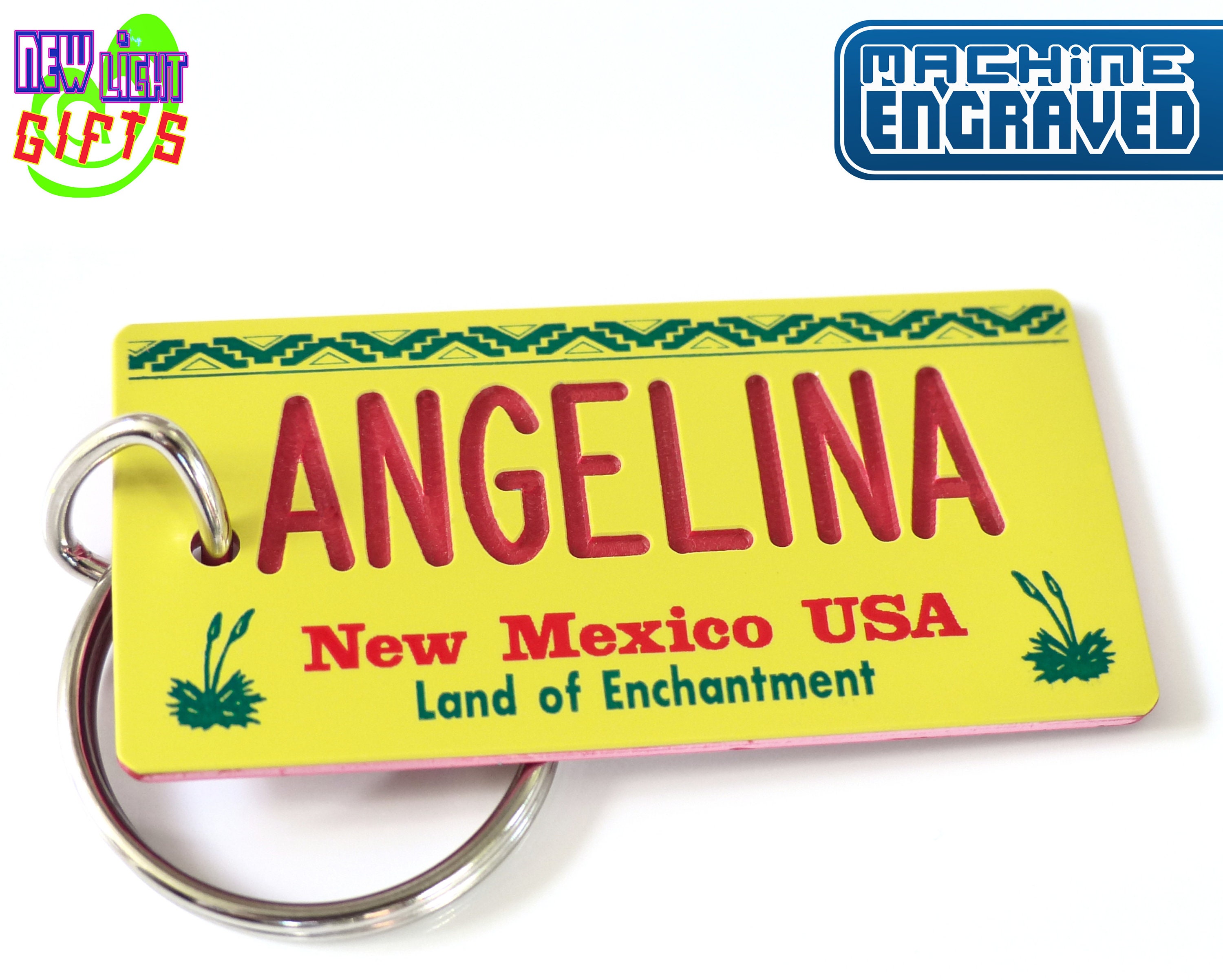 NewLightGifts Personalized Louisiana License Plate Keychain Tag - Vintage - Machine Engraved - Vacation Travel Souvenirs - Small Gift Key Ring-Airbnb-VRBO
