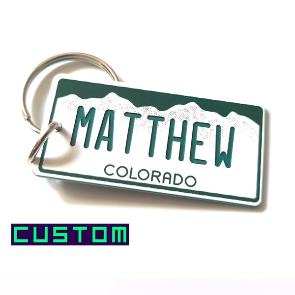 Custom Colorado License Plate Keychain Etsy