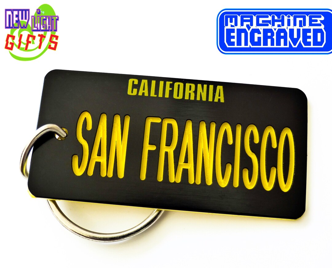 San Francisco Keychain Custom Engraved SF Plate Key Tag Etsy