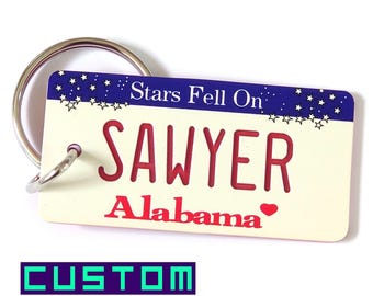 Portachiavi personalizzato con targa dell'Alabama: targhetta personalizzata incisa