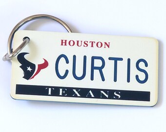 Porte-clés personnalisé - Porte-clés personnalisé pour sac - Gravure personnalisée - Etiquettes pour sac de football - Cadeau clés de l'entraîneur - Porte-clés sous licence NFL