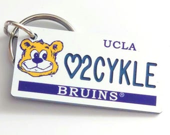 Personalized UCLA Bruins Keychain Tag - Custom Engraved - College Graduation Gift - Retro Joe Bruin Key Ring - Bag Tag - Bag Charm - Key Tag