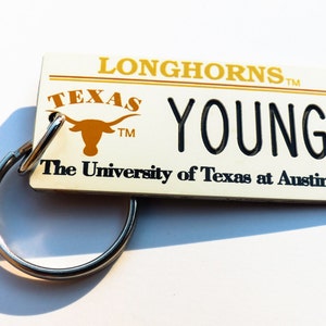 Personalized University of Texas Longhorns Keychain Tag - Custom Engraved - Fan Souvenir - College Student Gift - Licensed NCAA Key Ring