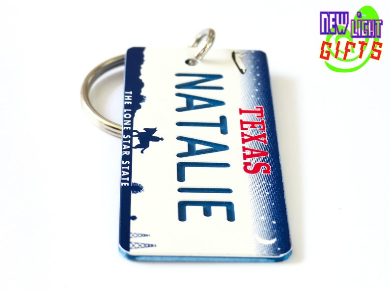 Personalized Texas State License Plate Keychain Tag Engraved Etsy