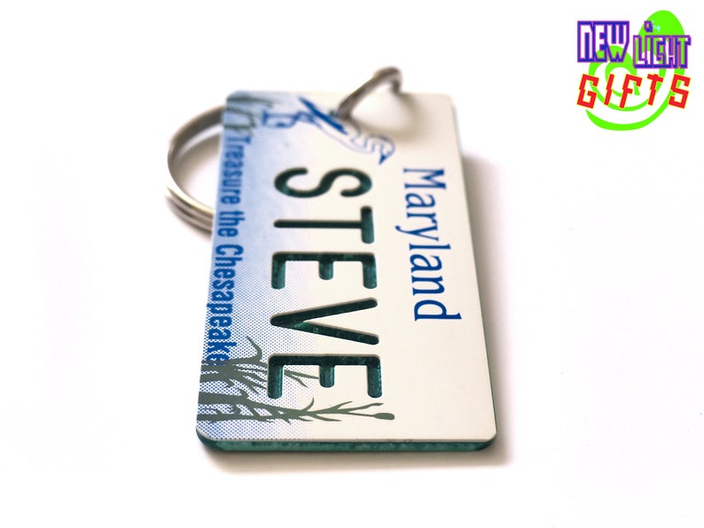 Personalized Maryland State License Plate Keychain Tag Etsy