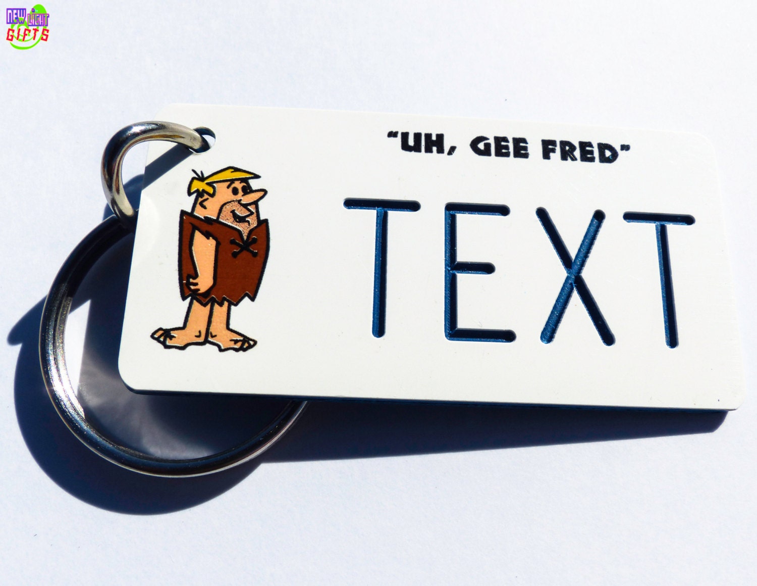 Personalized Barney Rubble Keychain Name Tag - Vintage Cartoon- Machine ...