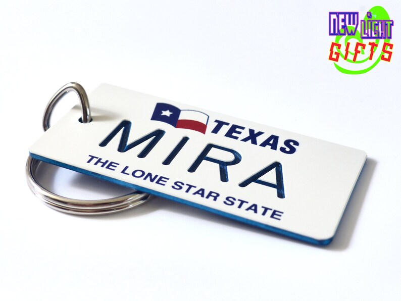 Personalized Texas State License Plate Keychain Tag Engraved Etsy