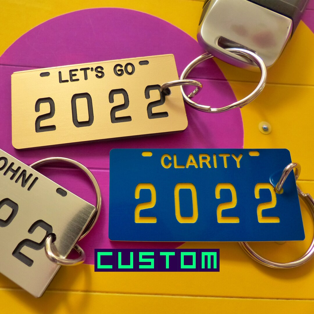 Personalized Mini License Plate Keychain Tag Engraved Etsy