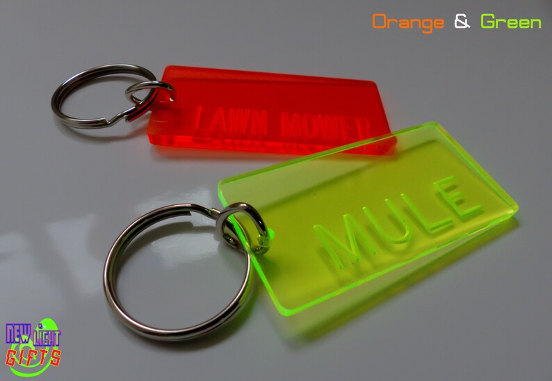 Personalized Neon Keychain Tags Cutom Bright Color Etsy