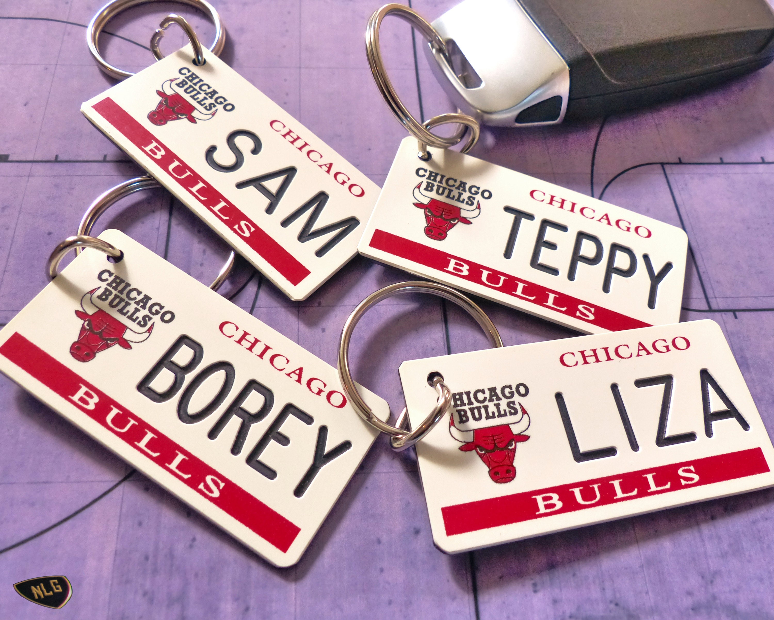 Personalized Chicago Bulls Keychain - Custom Engraved Key Tag - Fan ...